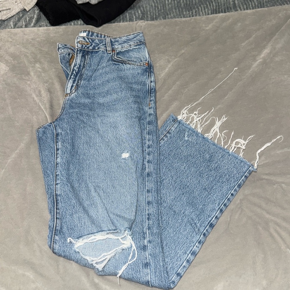 ‘GARAGE’ Denim Flared Ripped Jeans SIZE 9